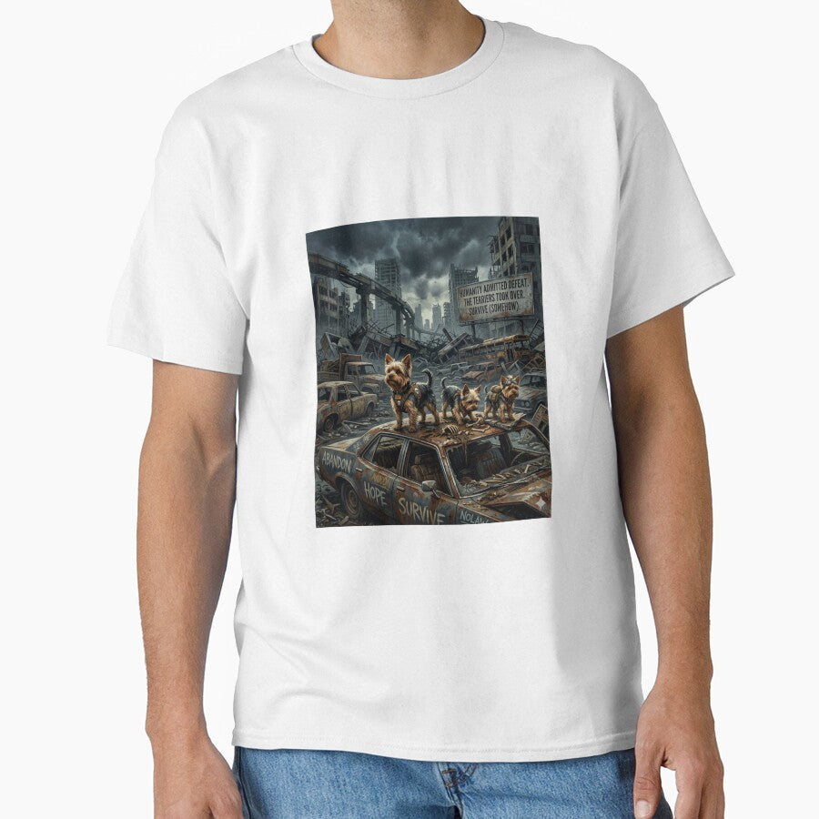 Apocalypse Yorkie Survivors Shirt – Dark Humor Dog Tee by Tiny Tyrant Co.