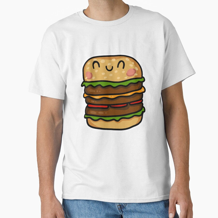 Triple cheese burger cute kawaii fast food - stickers and clothing by sianelliot