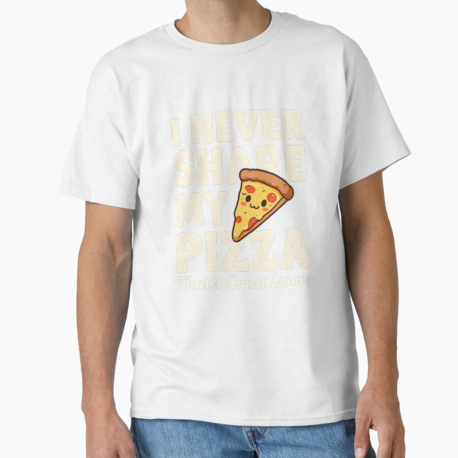 kawaii pizza illustration with funny saying i never share my pizza by LuloCreative