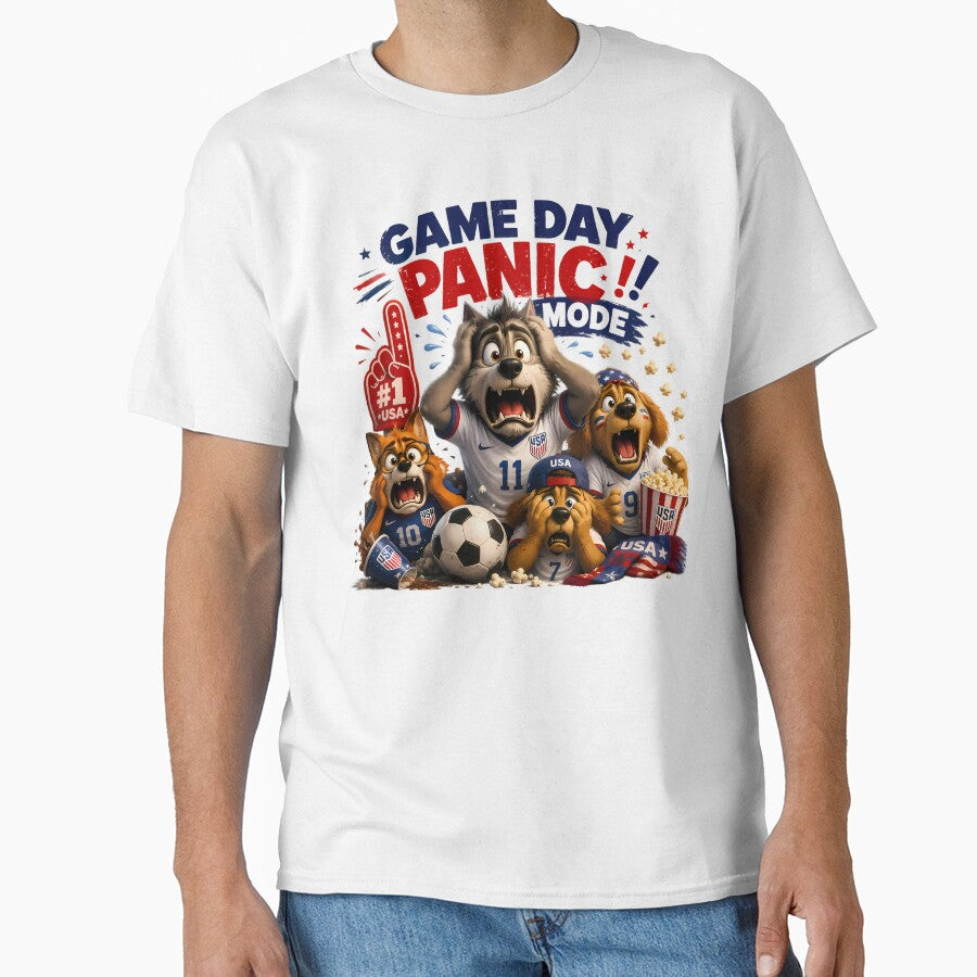 Game Day Panic Mode | Funny USA Soccer Fan Shirt by WabiSabiSjak