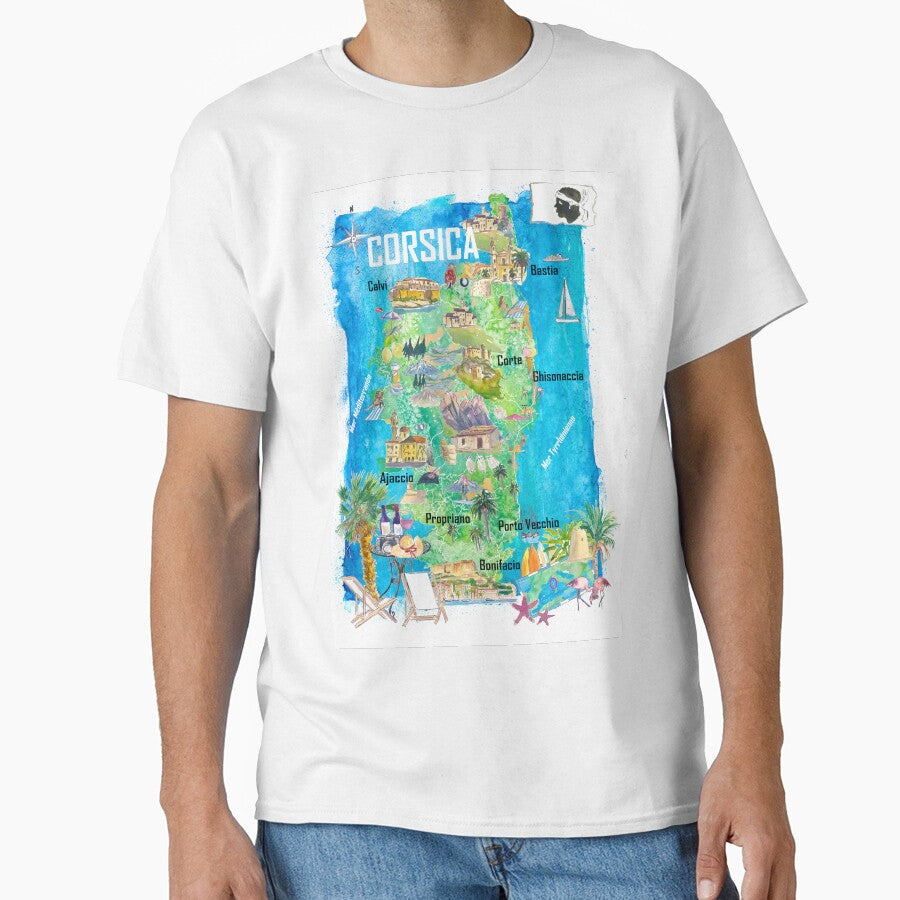 Corsica Island France Illustrated Travel Map – Ajaccio, Bonifacio, Calvi & Bastia Iconic Highlights by artshop77