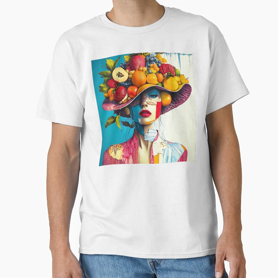 Whimsy Pop Art Female With Colorful Fruit Hat by DEC02
