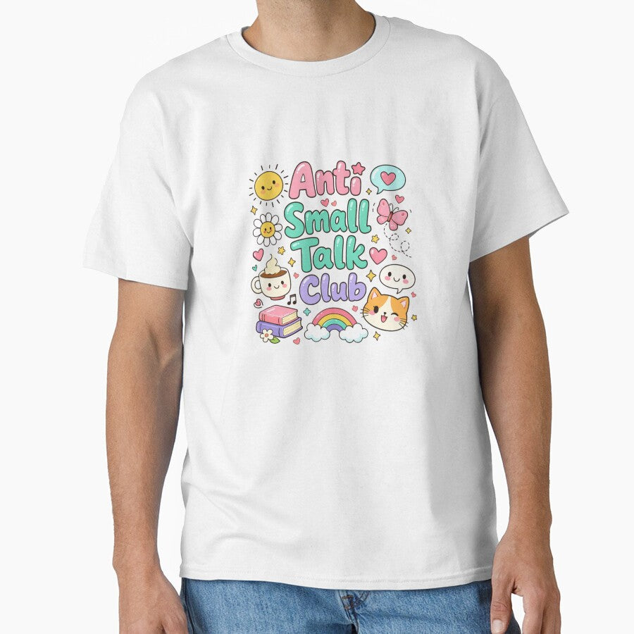 Anti Small Talk Club Cute Kawaii Introvert Aesthetic Design by Sanika arts
