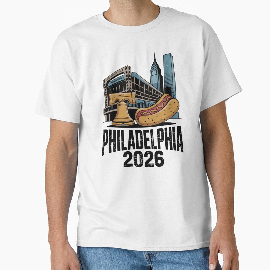 Philadelphia 2026 Liberty Bell Stadium Cheesesteak T-Shirt V24 by DarylWelsh2024