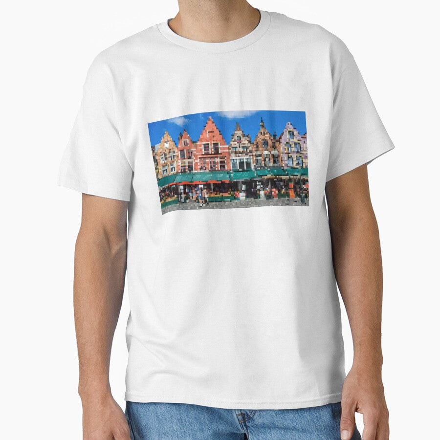 Pixelated Bruges Market Square Scene by Potato Quality Prints