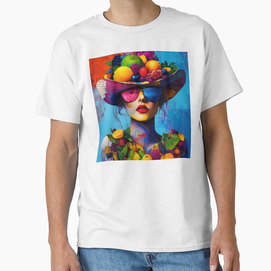Whimsy Pop Art Female With Fantastical Fruit Hat by DEC02