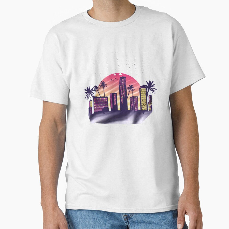 Miami Cityscape Skyscrapers Sunset - 80s Retro Nostalgia by AaaleXX