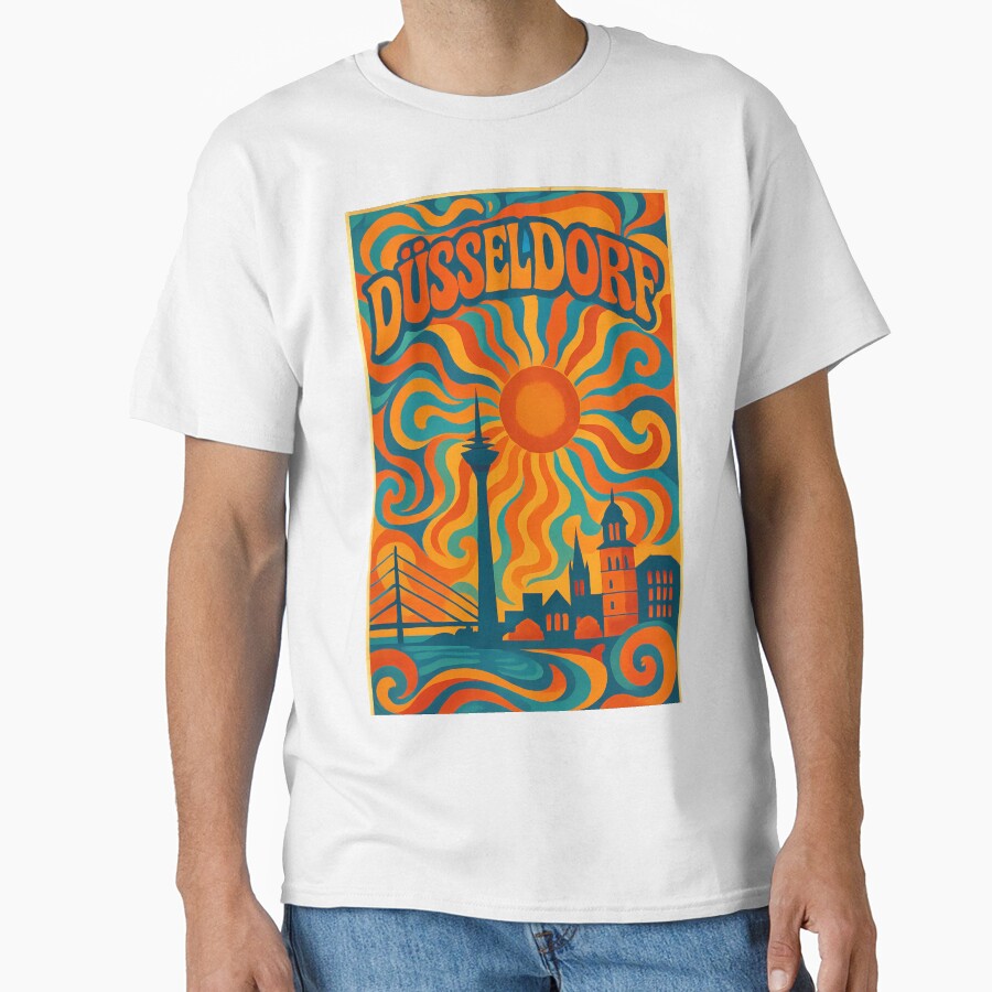 Trippy Psychedelic Poster of Düsseldorf | Neon Rhine River Skyline | Surreal German Cityscape Art by PaintedPixels01