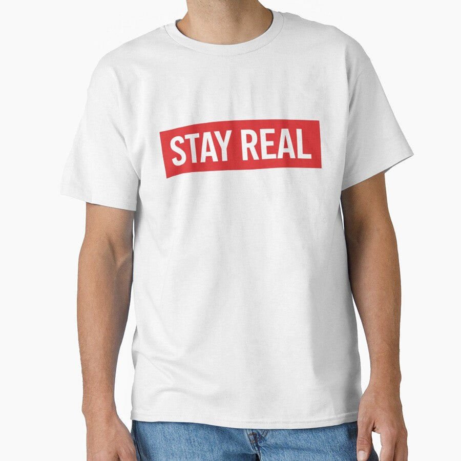 STAY REAL Box Logo Streetwear Design – Minimal Hypebeast Typography by Happyfreedom