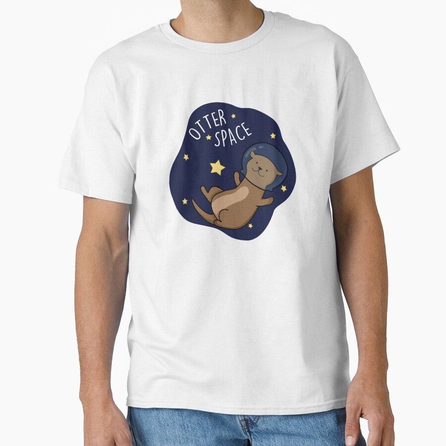 Otter Space Funny Astronaut Funny Animal Pun (Dark BG) by punnybone