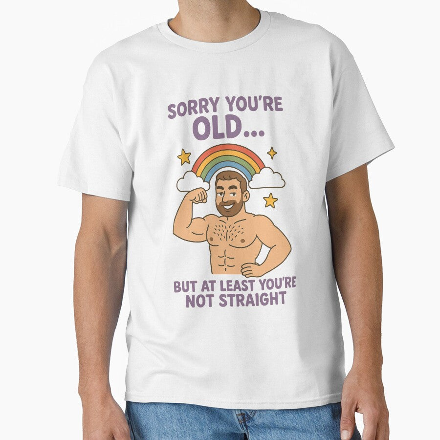 Sorry You’re Old But Not Straight – Gay Rainbow Muscle Birthday by Aryabek