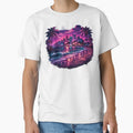 Neon Miami Nights Retro Synthwave Beach Cityscape by EmesWorks