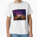 Pixelated Colorful Sunset Silhouette by Potato Quality Prints