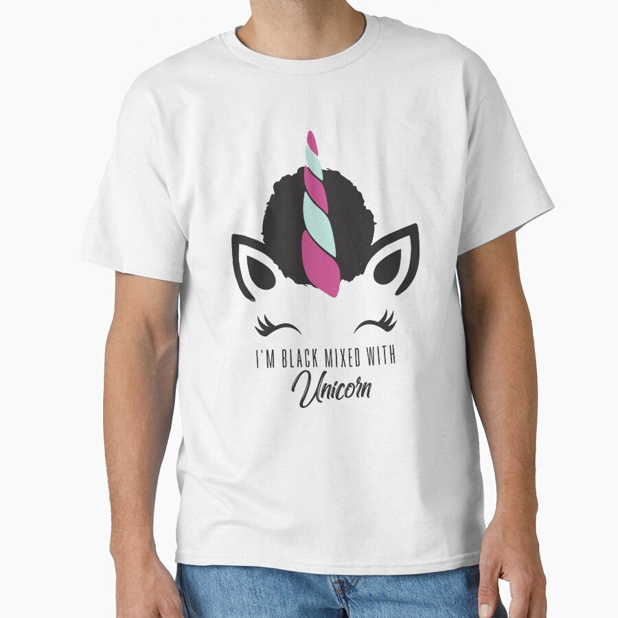 Afro Puff Black Girl Magic Unicorn Shirt - Cute Eyelashes by LittleBlkTees