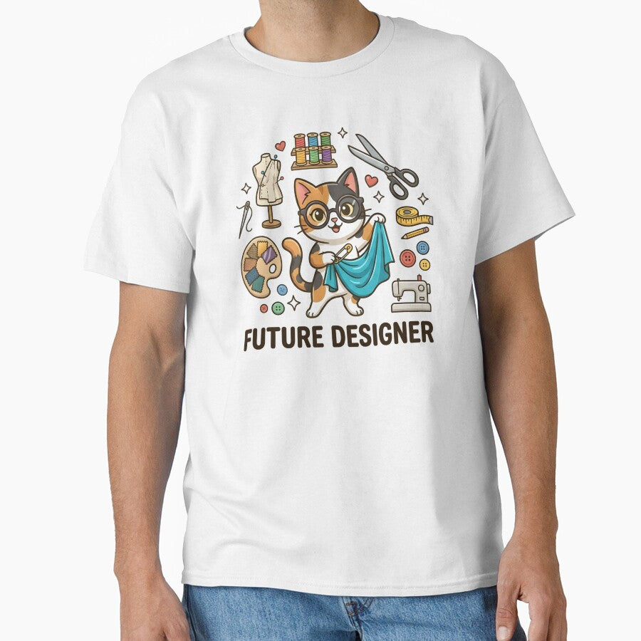 Cute Cat Future Designer Kids T-Shirt – Creative Cat Cartoon by DIRTYSKETCHH