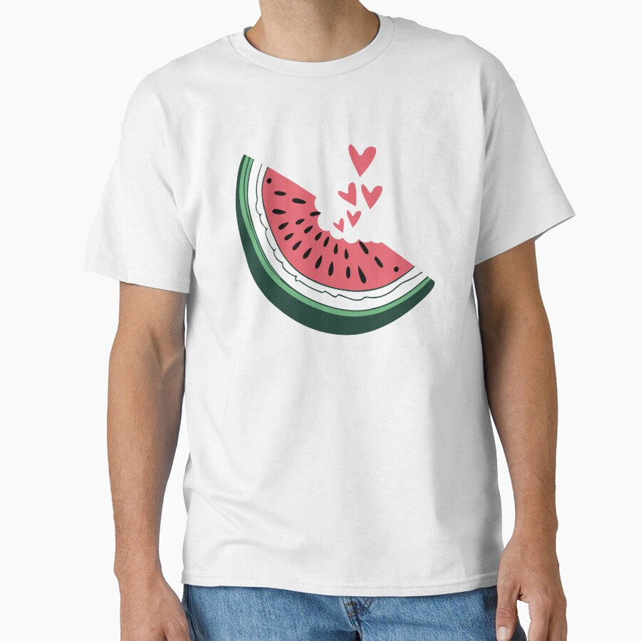 Watermelon slice hearts kawaii summer fruit eating lover art by alenaz