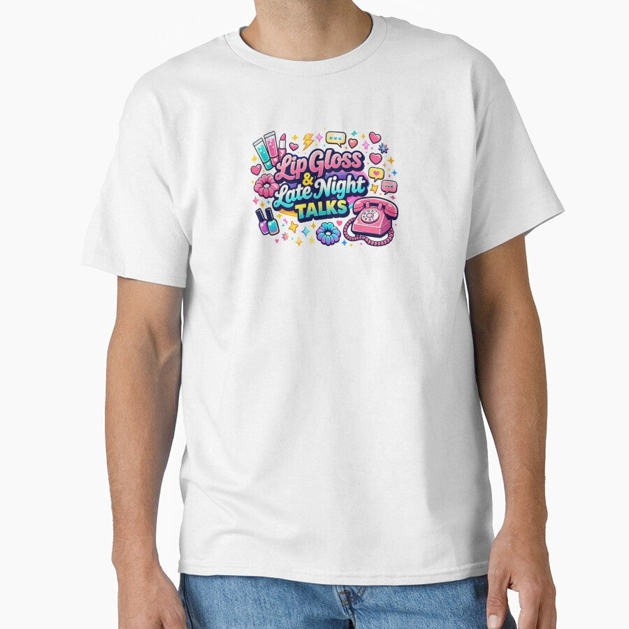 Lip Gloss & Late Night Talks Shirt – Retro 90s Sleepover Aesthetic Tee | Vintage Girl Nostalgia by MEMORY-LN-Tees