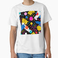 Pop Art Pink, Blue, Yellow, Black Abstract Designs by DEC02