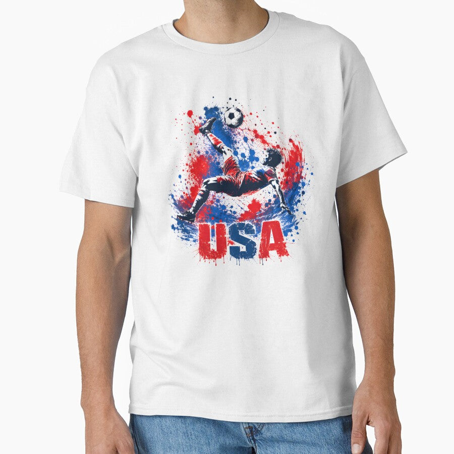 USA Soccer Fan T-Shirt | red and blue Football Pride Tee | USa Fan Gift 2026 by 3ac-Arts