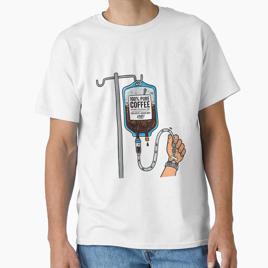 100% Pure Coffee - Funny IV Coffee Bag Medical Parody Design by WowDezign
