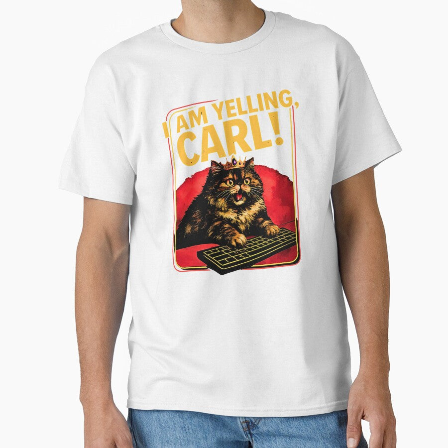 I Am Yelling Carl Funny Angry Cat Meme Retro Design by NinigFox