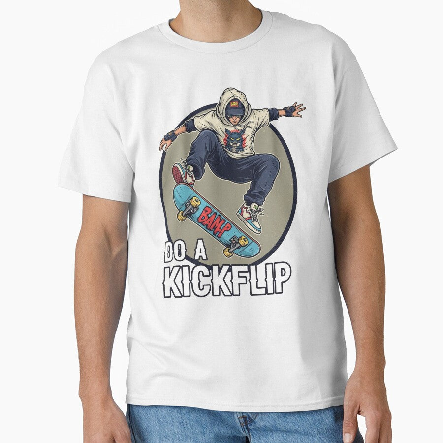 Skate and Destroy Kickflip – Edgy Skater Cartoon Design by Pablomfz