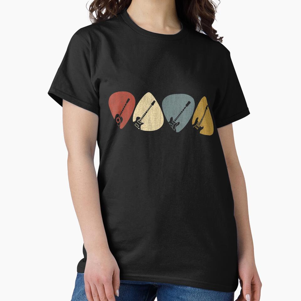 Guitar Pick Gift For Guitarist Retro Vintage Short Sleeve T-Shirt by GYMPursuit