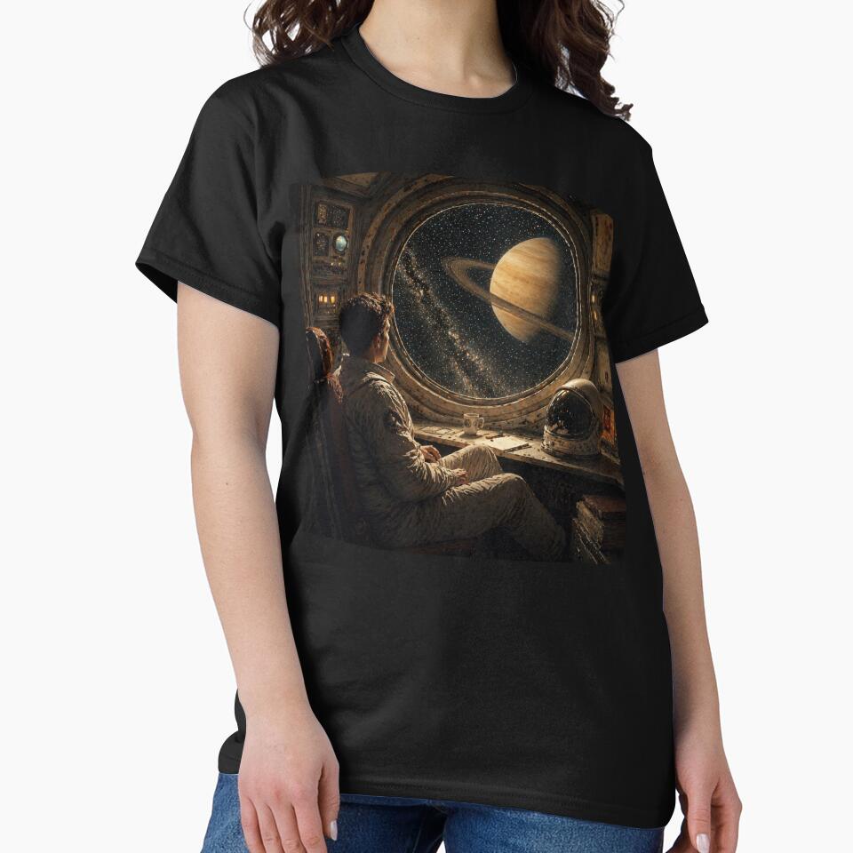 Astronaut Watching Galaxy – Retro Space Interior, Cosmic View, Vintage Sci-Fi by Galskap