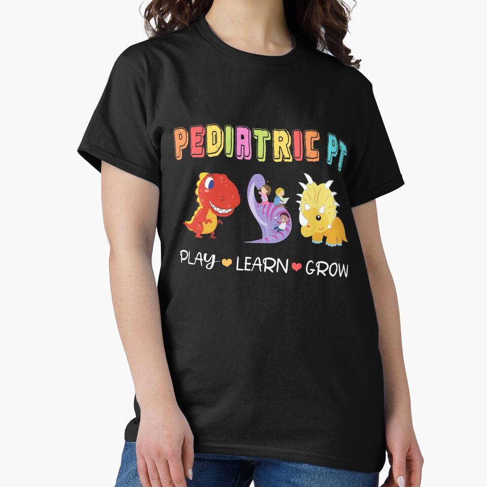 Rainbow Pediatric PT Shirt, Kids Dinosaur Physical Therapist by armstrongartist