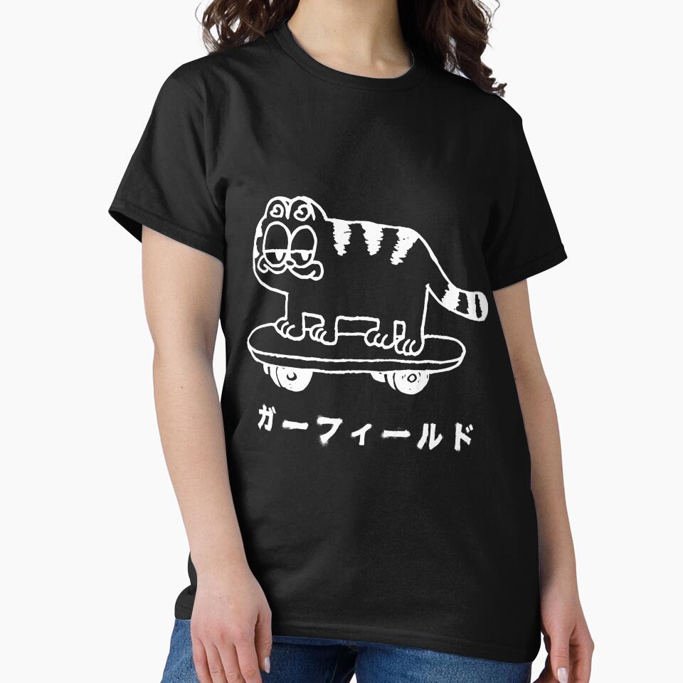 Garfield Japanese Skateboard (white artwork) by Kevin Chaves