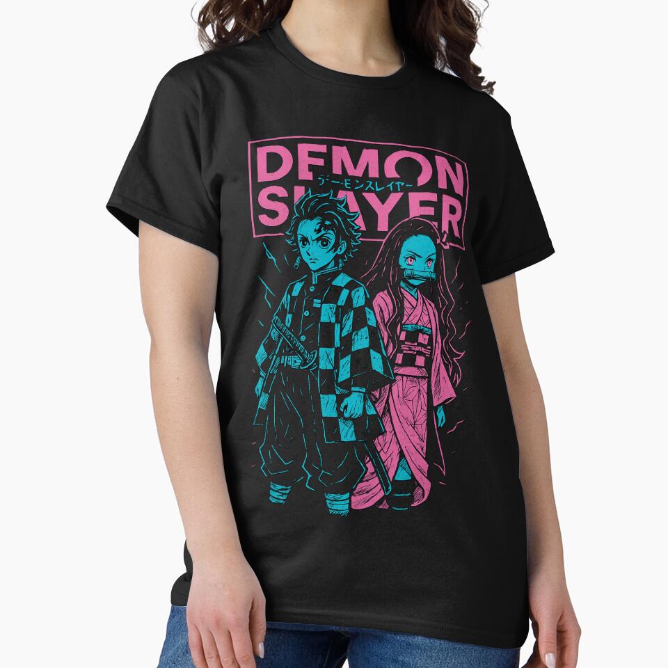 Tanjiro & Nezuko Neon Sticker | Demon Slayer Inspired Retro Anime Design by AnimeFlash_0
