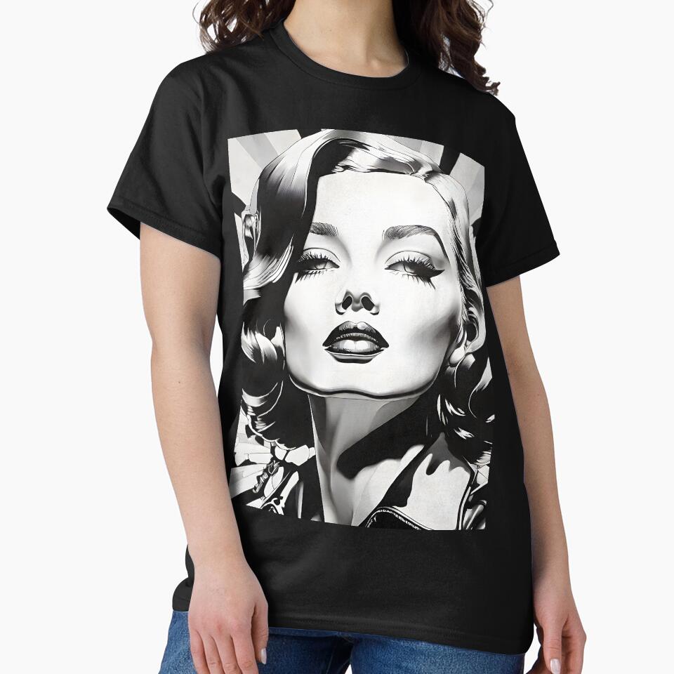 black and white pop art style by aledfychan