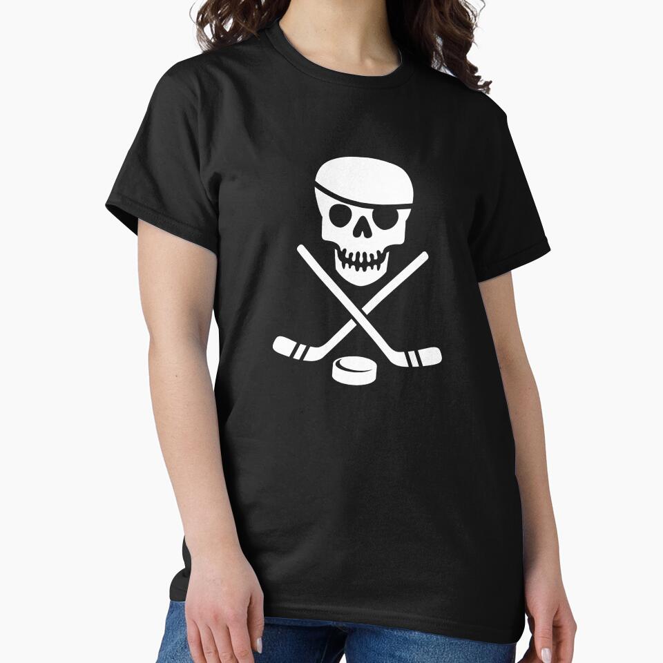 Cool Ice Pirate Hockey Logo Products - White on Black by mvkmako