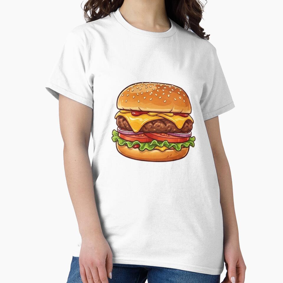 Cute Cartoon Cheeseburger Fast Food Art by SnarkyLab