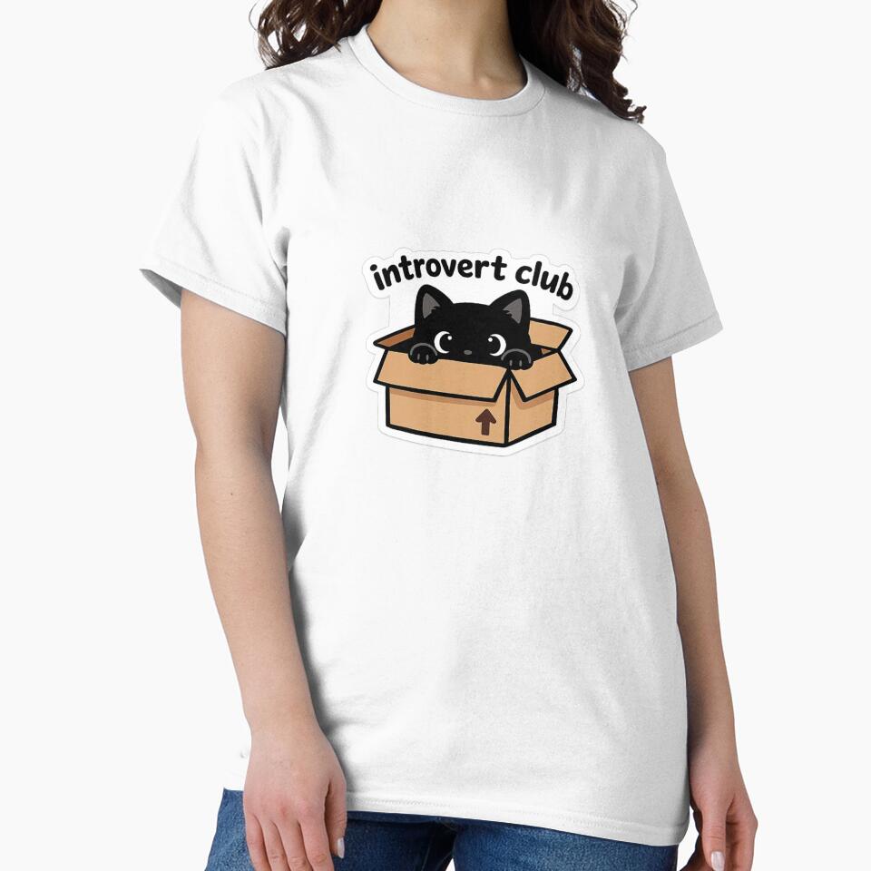 Introvert Club Cat In Box Cute Sticker by MyCreatureArt