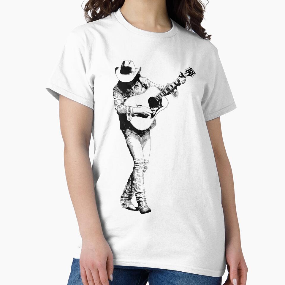 Black art Dwight Yoakam playing guitar T Shirt by BongChung