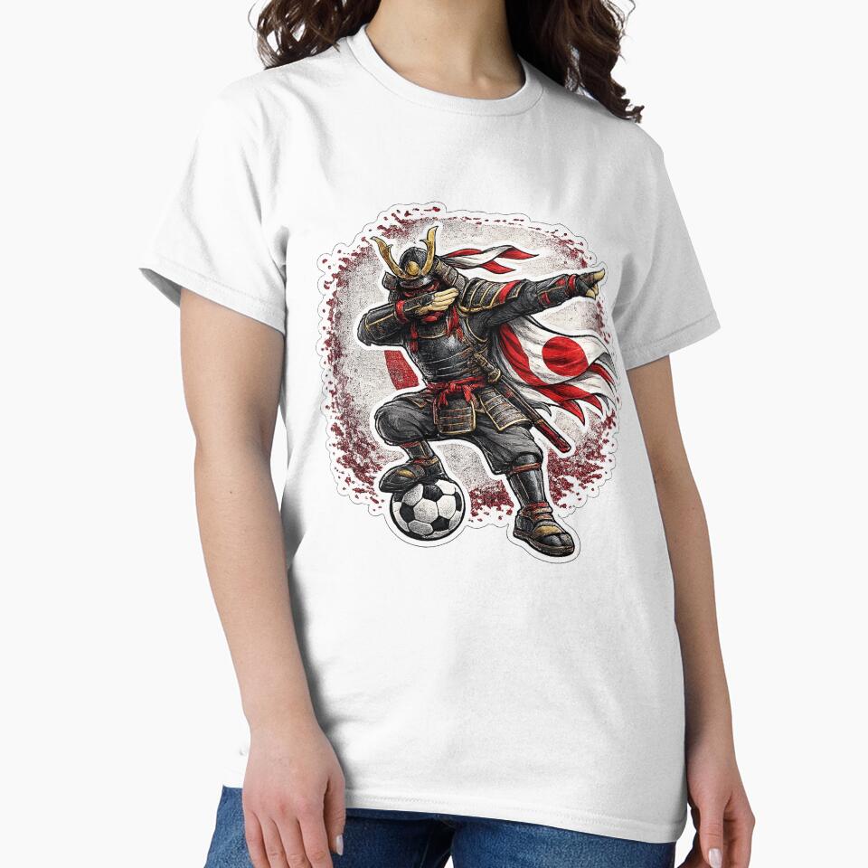 Dabbing Samurai Soccer Vintage Japan Flag by QuiteOrbit
