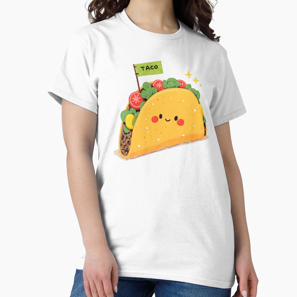 Cute Kawaii Taco with Taco Sign – Adorable Food Art by DesertOptimist