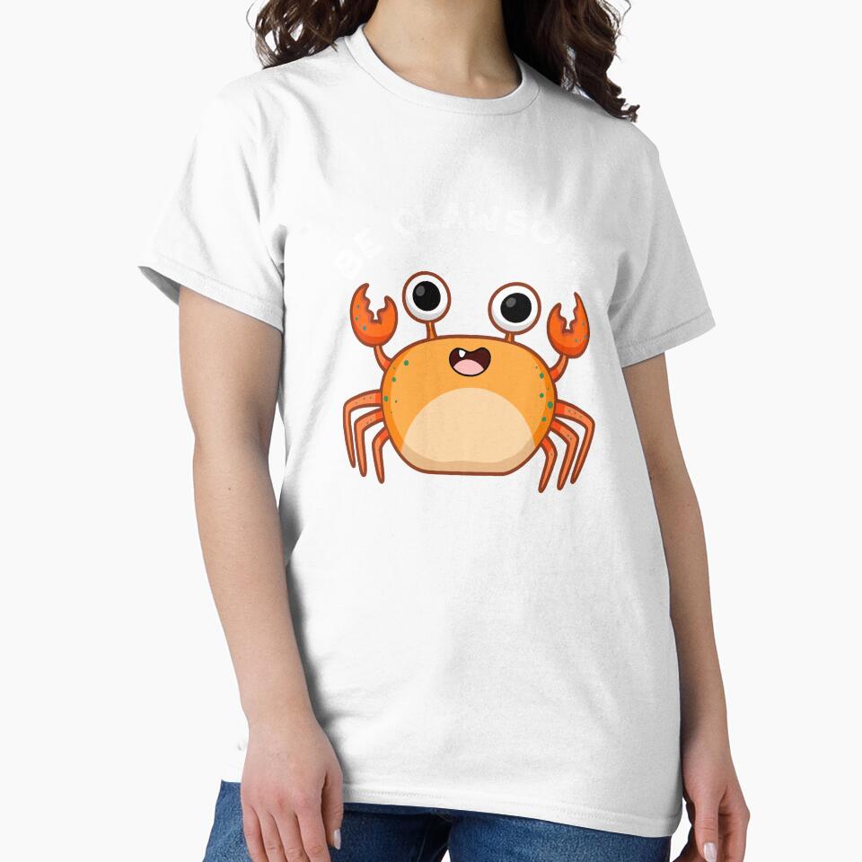 Be Clawsome Funny Positive Crab Pun (Dark BG) by punnybone