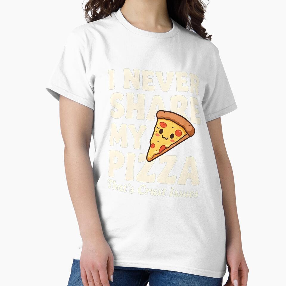 kawaii pizza illustration with funny saying i never share my pizza by LuloCreative