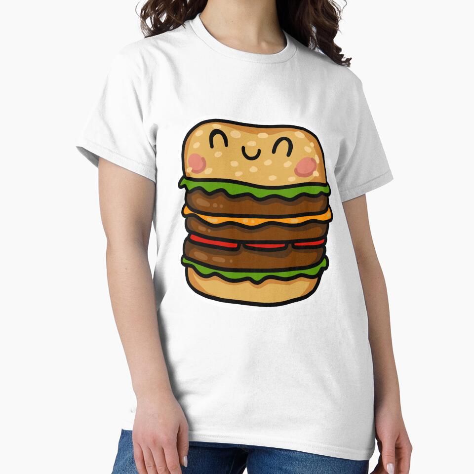 Triple cheese burger cute kawaii fast food - stickers and clothing by sianelliot