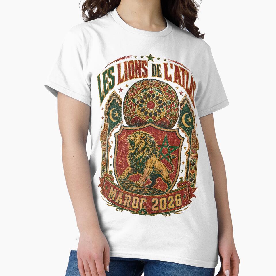 Lions De L'Atlas Maroc 2026 World Cup Soccer T-Shirt by KickoffStudio