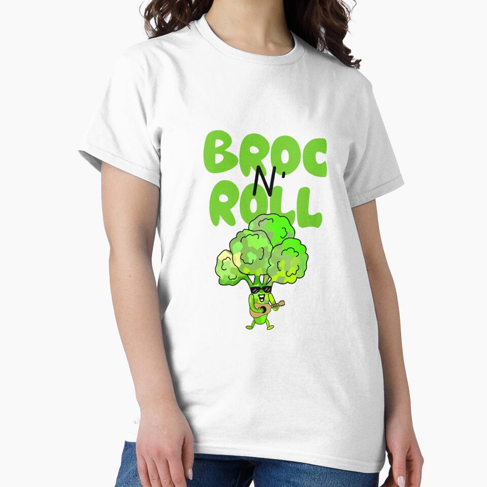 Broc And Roll Funny Broccoli Pun by Sartoris Art