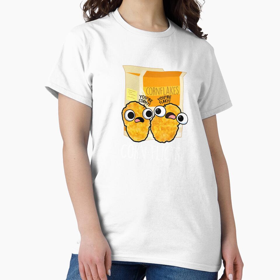 Corn-flicts Funny Corn Flakes Pun (Dark BG) by punnybone