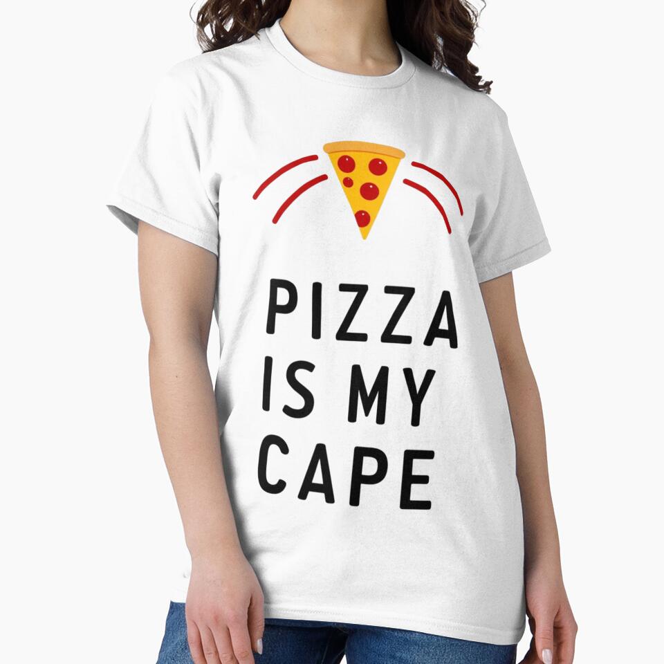 Pizza slice with red lines and Pizza is My Cape text by Prints by Mat