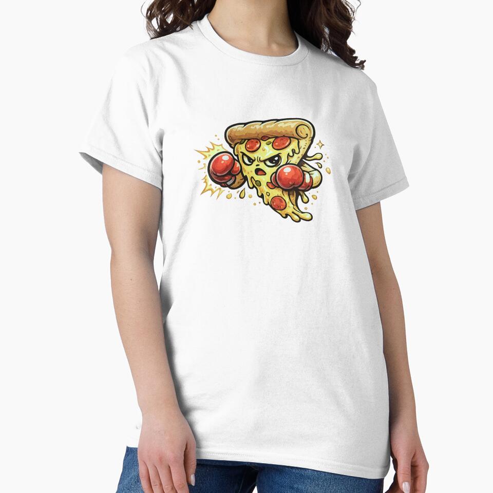 Angry Pizza Slice in Boxing Gloves Fighting Stance – Bold Vivid Cartoon Illustration by OnPointOutfits