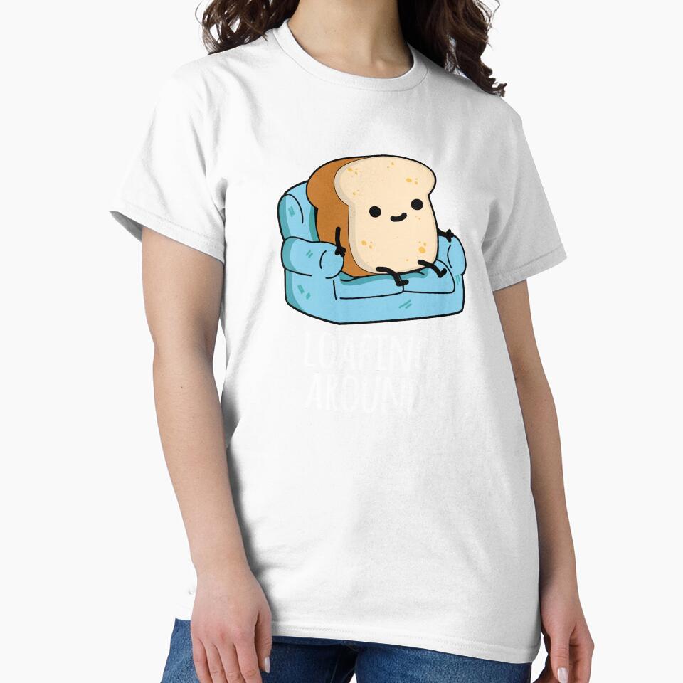 Loafing Around Funny Bread Pun  (Dark BG) by punnybone