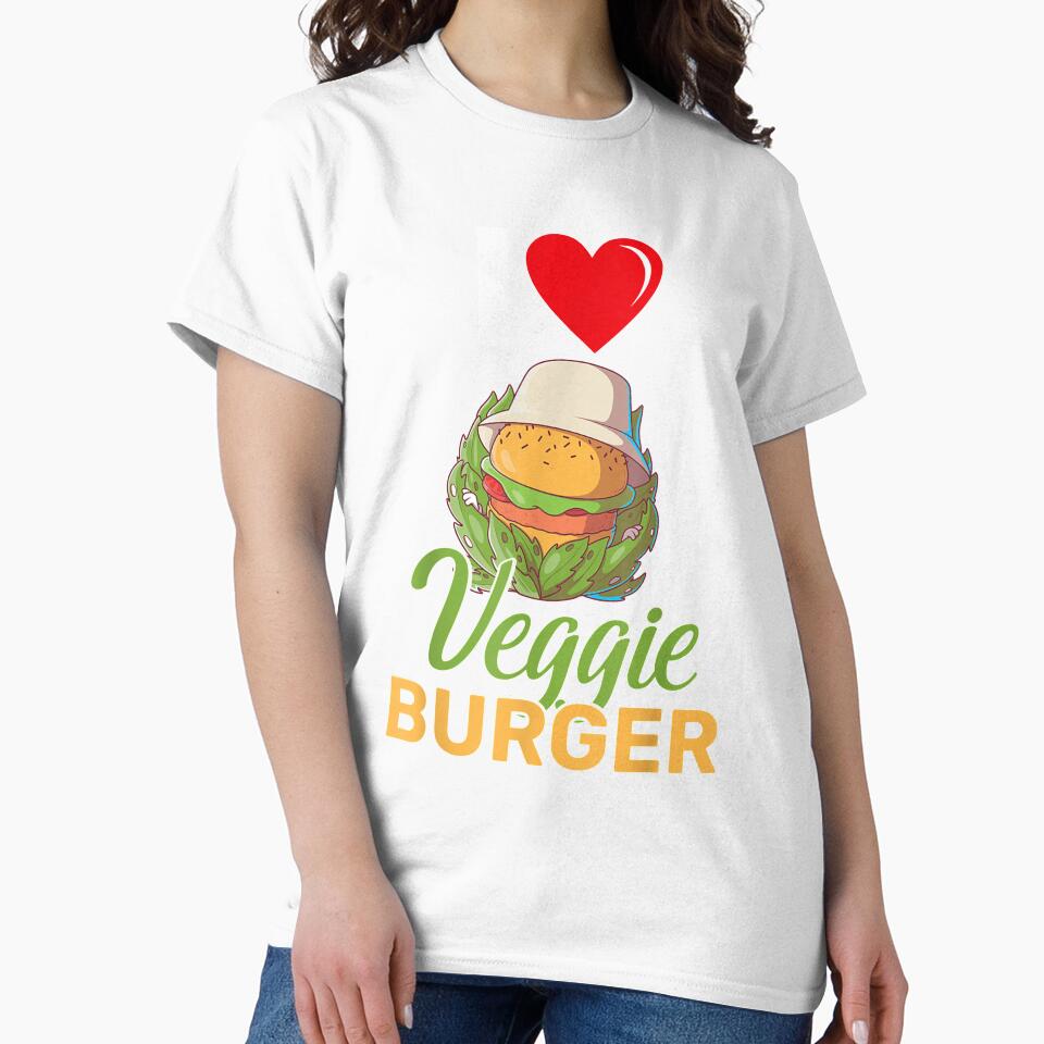 I Love Veggie Burger Restaurant Fries Ketchup Bun Burger by ninapfvu