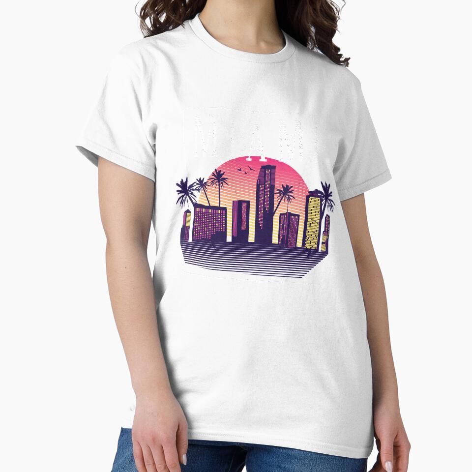 Miami Cityscape Skyscrapers Sunset - 80s Retro Nostalgia by AaaleXX