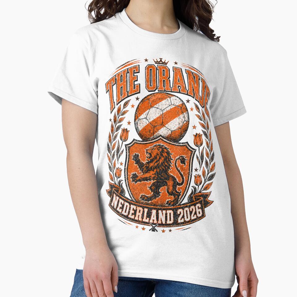 The Oranje Nederland 2026 World Cup Soccer T-Shirt by KickoffStudio